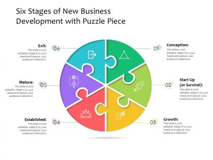 Six stages of new business development with puzzle piece