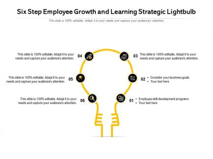 Six step employee growth and learning strategic lightbulb