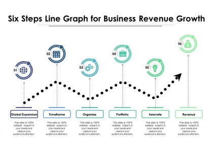 Six steps line graph for business revenue growth