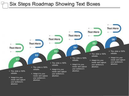 Six steps roadmap showing text boxes