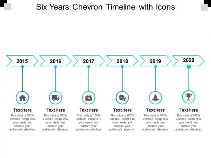 Six years chevron timeline with icons