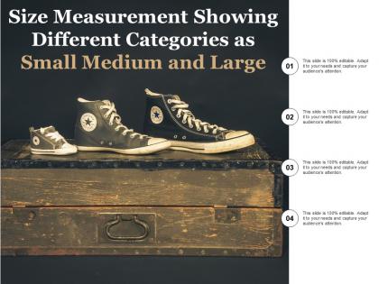 Size measurement showing different categories as small medium and large
