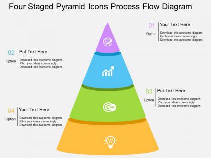 Sj four staged pyramid icons process flow diagram flat powerpoint design