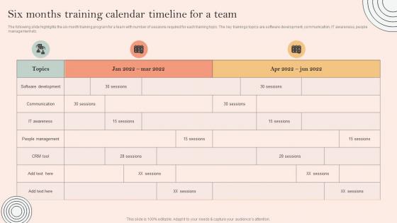 Skill Development Programme Six Months Training Calendar Timeline For A Team