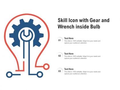 Skill icon with gear and wrench inside bulb