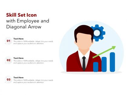 Skill set icon with employee and diagonal arrow