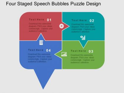 Sl four staged speech bubbles puzzle design flat powerpoint design