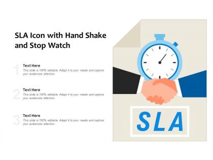 Sla icon with hand shake and stop watch