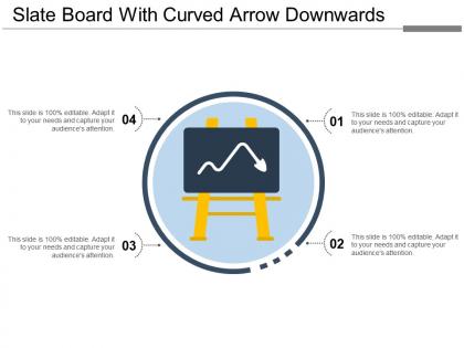 Slate board with curved arrow downwards