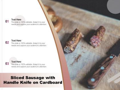 Sliced sausage with handle knife on cardboard