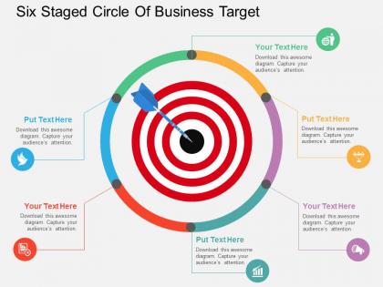 Sm six staged circle of business target flat powerpoint design