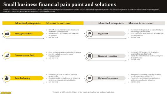 Small Business Financial Pain Point And Solutions