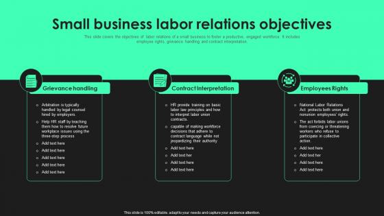 Small Business Labor Relations Objectives