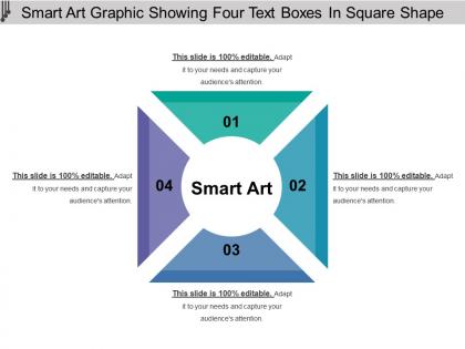 Smart art graphic showing four text boxes in square shape