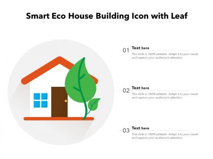 Smart eco house building icon with leaf
