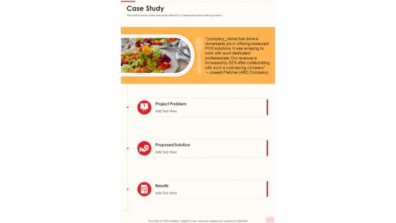 Smart Restaurant Management Case Study One Pager Sample Example Document