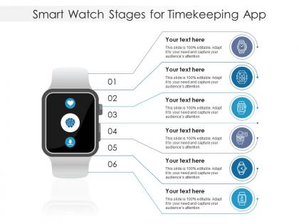 Smart watch stages for timekeeping app infographic template