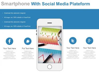 Smartphone with social media plateform flat powerpoint design