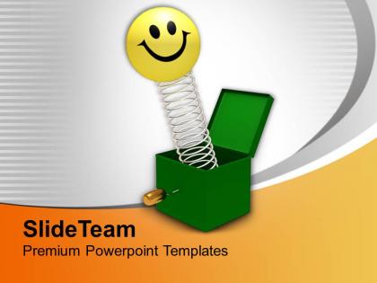 Smiley coming out of green box happiness powerpoint templates ppt themes and graphics 0213