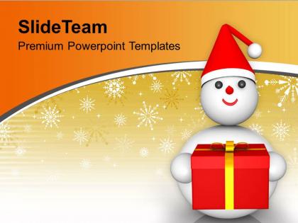 Snowman wearing santa hat with gifts christmas powerpoint templates ppt themes and graphics