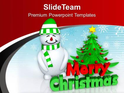 Snowman wishing christmas and new year powerpoint templates ppt themes and graphics