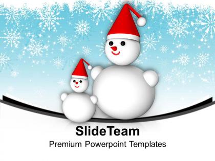 Snowmen on snowflakes background christmas eve powerpoint templates ppt themes and graphics