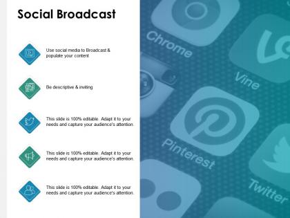 Social broadcast descriptive ppt powerpoint presentation file guide