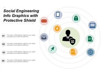 Social engineering info graphics with protective shield