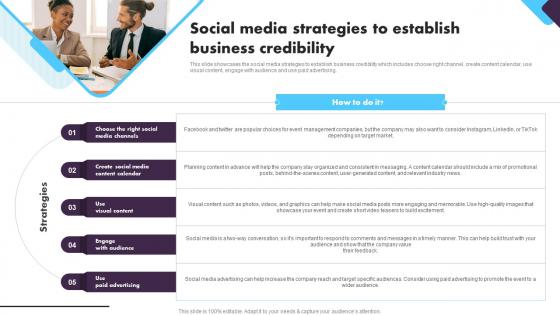 Social Event Planning Social Media Strategies To Establish Business Credibility BP SS