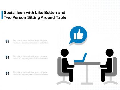 Social icon with like button and two person sitting around table