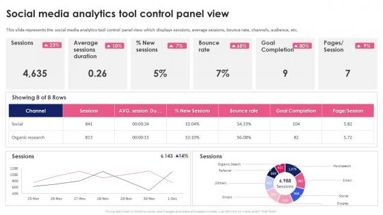 Social Media Analytics Tool Control Panel View
