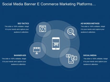 Social media banner e commerce marketing platforms with icons