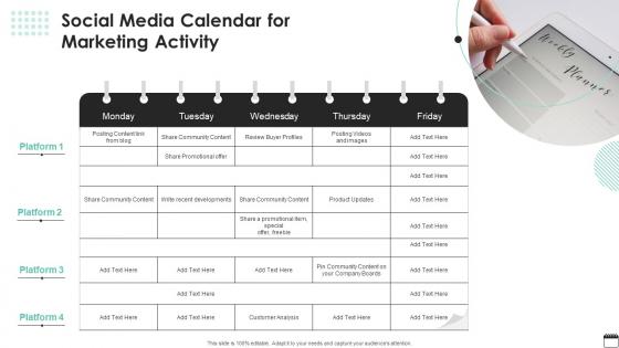 Social Media Calendar For Marketing Activity