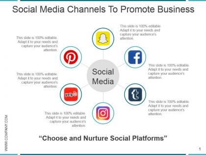 Social media channels to promote business powerpoint slide show