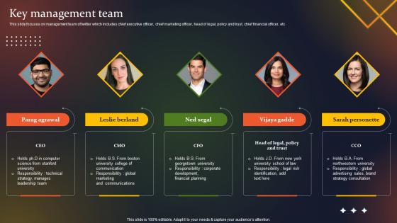 Social Media Company Profile Key Management Team Ppt Icon Inspiration CP SS V