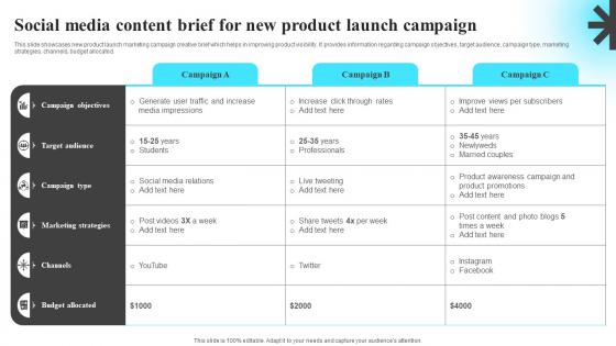 Social Media Content Brief For New Product Launch Campaign