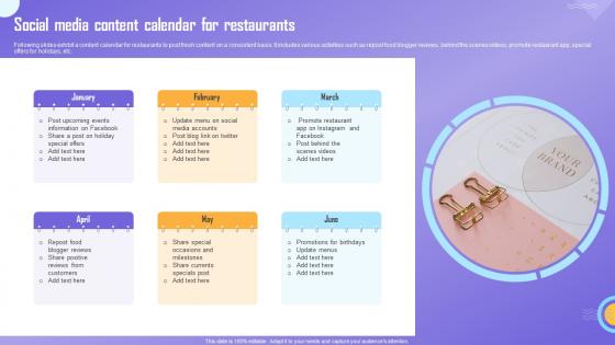 Social Media Content Calendar For Restaurants