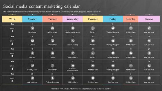 Social Media Content Marketing Calendar