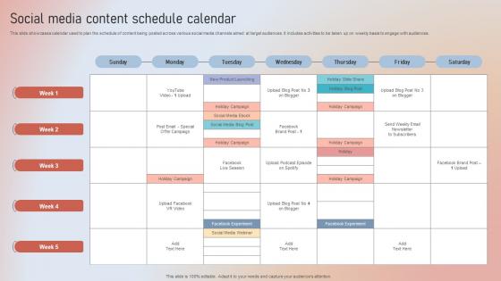Social Media Content Schedule Calendar Designing A Content Marketing Blueprint MKT SS V