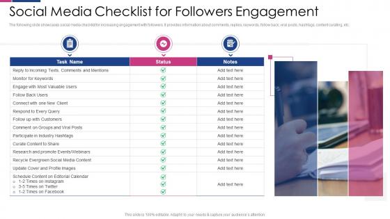 Social Media Engagement To Improve Customer Outreach Social Media Checklist