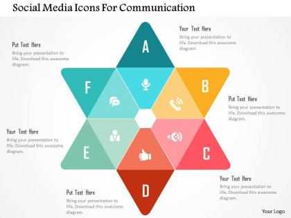 Social media icons for communication flat powerpoint design