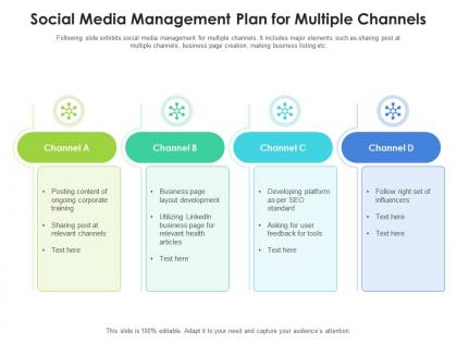 Social media management plan for multiple channels