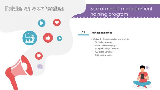 Social Media Management Training Program Table Of Contents Social Media Management DTE SS