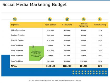 Social media marketing budget ppt professional elements