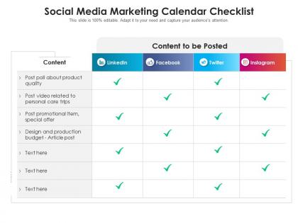 Social media marketing calendar checklist