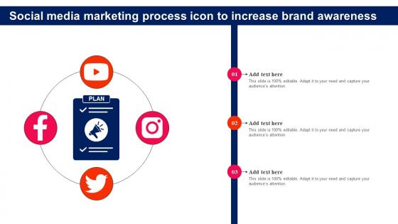 Social Media Marketing Process Icon To Increase Brand Awareness