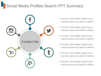 Social media profiles search ppt summary