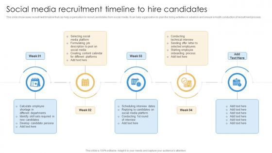 Social Media Recruitment Timeline To Hire Shortlisting And Hiring Employees For Vacant Positions