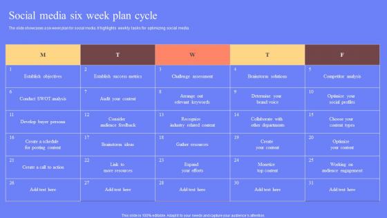 Social Media Six Week Plan Cycle