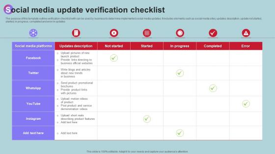 Social Media Update Verification Checklist